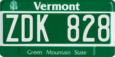 VT license plate ZDK828
