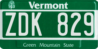 VT license plate ZDK829