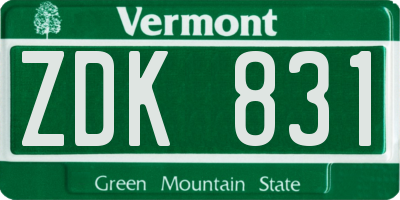 VT license plate ZDK831