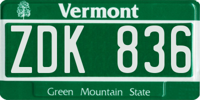 VT license plate ZDK836