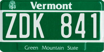 VT license plate ZDK841