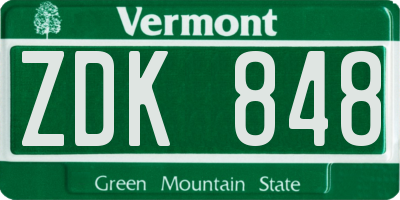 VT license plate ZDK848