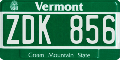 VT license plate ZDK856