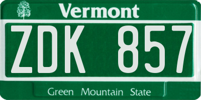 VT license plate ZDK857