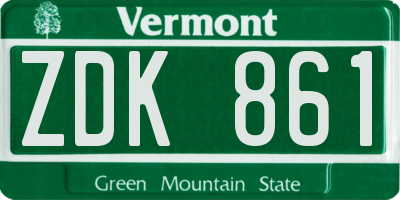 VT license plate ZDK861