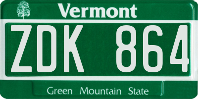 VT license plate ZDK864