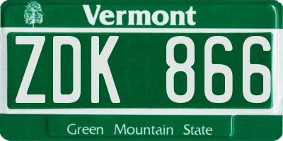 VT license plate ZDK866