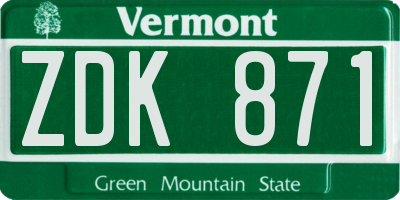 VT license plate ZDK871