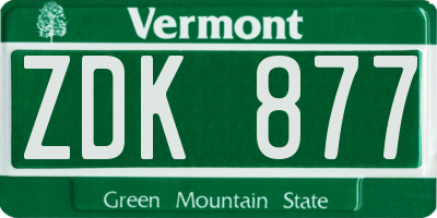 VT license plate ZDK877