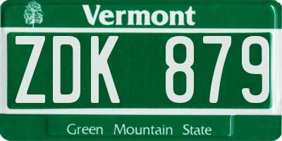 VT license plate ZDK879