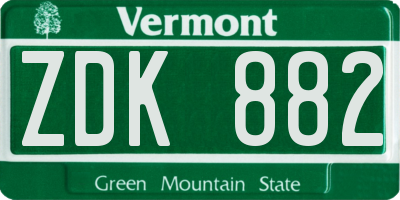 VT license plate ZDK882
