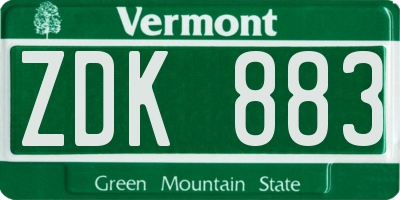 VT license plate ZDK883