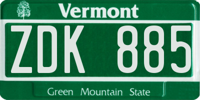 VT license plate ZDK885