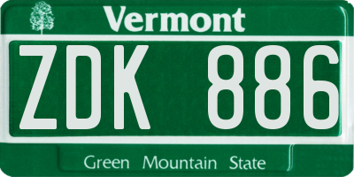 VT license plate ZDK886