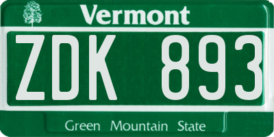 VT license plate ZDK893