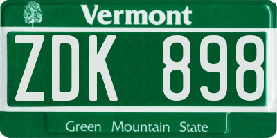 VT license plate ZDK898