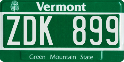 VT license plate ZDK899