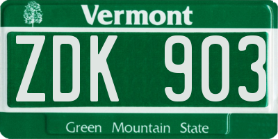 VT license plate ZDK903
