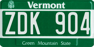 VT license plate ZDK904