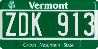 VT license plate ZDK913