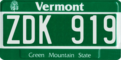 VT license plate ZDK919