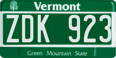 VT license plate ZDK923