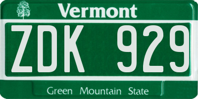 VT license plate ZDK929