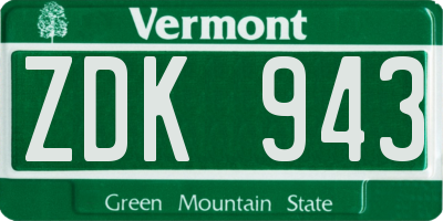 VT license plate ZDK943
