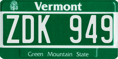 VT license plate ZDK949