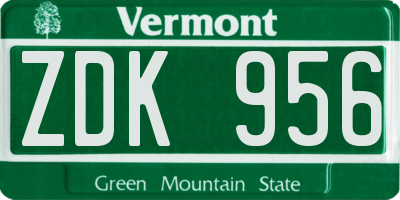 VT license plate ZDK956