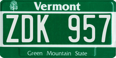 VT license plate ZDK957