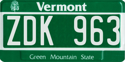 VT license plate ZDK963