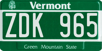 VT license plate ZDK965