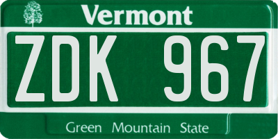 VT license plate ZDK967