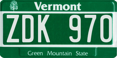 VT license plate ZDK970
