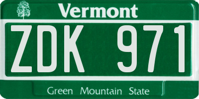 VT license plate ZDK971