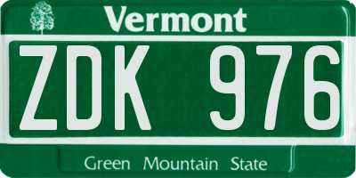 VT license plate ZDK976