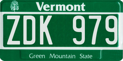 VT license plate ZDK979