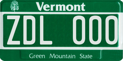 VT license plate ZDL000