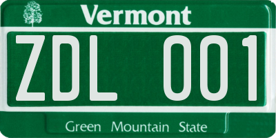 VT license plate ZDL001