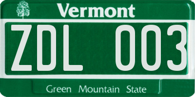 VT license plate ZDL003