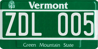 VT license plate ZDL005