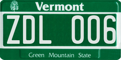 VT license plate ZDL006