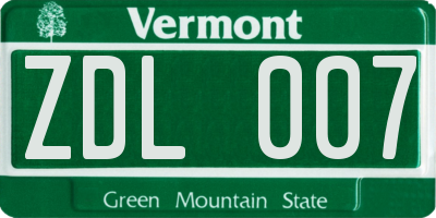 VT license plate ZDL007