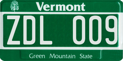 VT license plate ZDL009