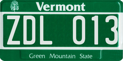 VT license plate ZDL013