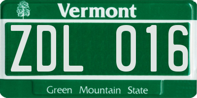 VT license plate ZDL016
