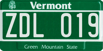 VT license plate ZDL019