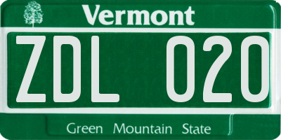 VT license plate ZDL020