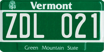 VT license plate ZDL021